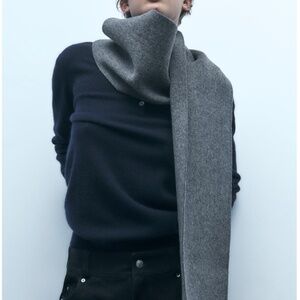 Zara dark gray 100% wool scarf wrap NWT